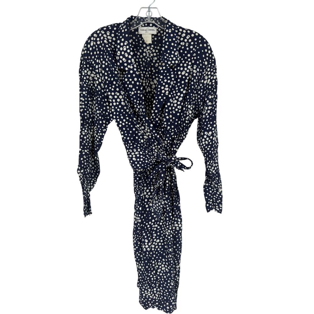 Casual Corner Vintage Polka Dot Wrap Dress - Size 14